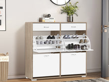 Load image into Gallery viewer, Rotoroa 6 Drawer Shoe Cabinet Storage Rack - Oak + White