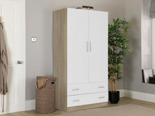 Load image into Gallery viewer, Bram 2 Door Wardrobe with 2 Drawers - Oak + White