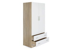 Load image into Gallery viewer, Bram 2 Door Wardrobe with 2 Drawers - Oak + White