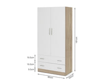 Load image into Gallery viewer, Bram 2 Door Wardrobe with 2 Drawers - Oak + White