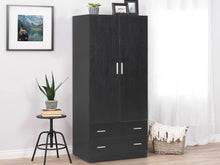 Load image into Gallery viewer, Bram 2 Door Wardrobe with 2 Drawers - Black
