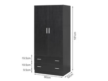 Load image into Gallery viewer, Bram 2 Door Wardrobe with 2 Drawers - Black