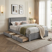 Load image into Gallery viewer, Gower Double Fabric Bed Frame with 4 Drawers - Grey