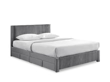 Load image into Gallery viewer, Gower Super King Fabric Bed Frame with 4 Drawers - Grey