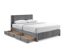Load image into Gallery viewer, Gower Super King Fabric Bed Frame with 4 Drawers - Grey