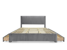 Load image into Gallery viewer, Gower Super King Fabric Bed Frame with 4 Drawers - Grey