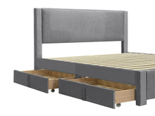 Load image into Gallery viewer, Gower Super King Fabric Bed Frame with 4 Drawers - Grey