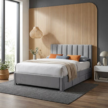 Load image into Gallery viewer, Columbia Double Fabric Bed Frame with 4 Drawers - Grey