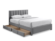 Load image into Gallery viewer, Columbia Double Fabric Bed Frame with 4 Drawers - Grey