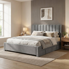 Load image into Gallery viewer, Columbia Super King Fabric Bed Frame with 4 Drawers - Grey