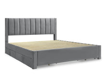 Load image into Gallery viewer, Columbia Super King Fabric Bed Frame with 4 Drawers - Grey