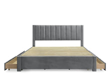 Load image into Gallery viewer, Columbia Super King Fabric Bed Frame with 4 Drawers - Grey