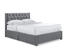 Load image into Gallery viewer, Thornton Double Fabric Bed Frame with 4 Drawers - Light Grey