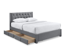 Load image into Gallery viewer, Thornton Double Fabric Bed Frame with 4 Drawers - Light Grey
