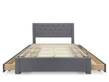 Load image into Gallery viewer, Thornton Double Fabric Bed Frame with 4 Drawers - Light Grey