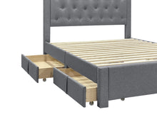 Load image into Gallery viewer, Thornton Double Fabric Bed Frame with 4 Drawers - Light Grey