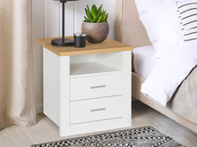 Load image into Gallery viewer, Mateo Wooden Bedside Table - White + Oak