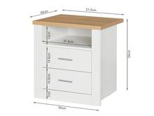 Load image into Gallery viewer, Mateo Wooden Bedside Table - White + Oak