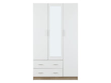 Load image into Gallery viewer, Bram 3 Door Wardrobe Cabinet with Mirror - Oak + White