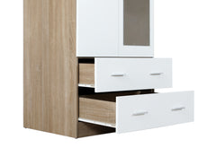 Load image into Gallery viewer, Bram 3 Door Wardrobe Cabinet with Mirror - Oak + White