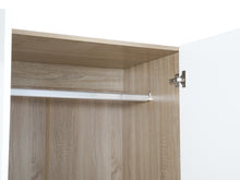 Load image into Gallery viewer, Bram 3 Door Wardrobe Cabinet with Mirror - Oak + White