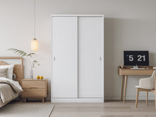 Load image into Gallery viewer, Wayne 120cm Wardrobe With Sliding Doors - White