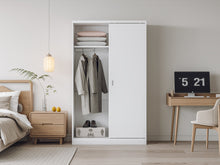 Load image into Gallery viewer, Wayne 120cm Wardrobe With Sliding Doors - White