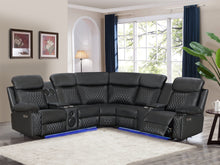 Load image into Gallery viewer, Grovetown Electric Recliner Corner Sofa with LED and Speaker - Black