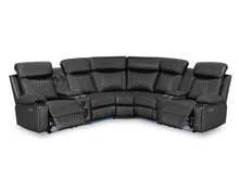 Load image into Gallery viewer, Grovetown Electric Recliner Corner Sofa with LED and Speaker - Black