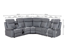 Load image into Gallery viewer, Grovetown Electric Recliner Corner Sofa with LED and Speaker - Grey