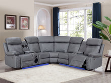 Load image into Gallery viewer, Grovetown Electric Recliner Corner Sofa with LED and Speaker - Grey