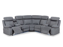 Load image into Gallery viewer, Grovetown Electric Recliner Corner Sofa with LED and Speaker - Grey