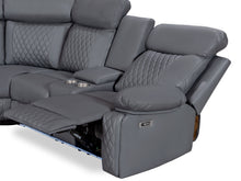 Load image into Gallery viewer, Grovetown Electric Recliner Corner Sofa with LED and Speaker - Grey