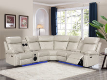 Load image into Gallery viewer, Grovetown Electric Recliner Corner Sofa with LED and Speaker - Beige