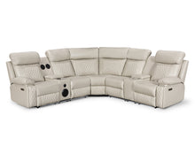Load image into Gallery viewer, Grovetown Electric Recliner Corner Sofa with LED and Speaker - Beige