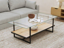 Load image into Gallery viewer, Hala Tempered Glass Top Coffee Table - Oak + Black