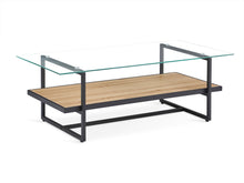 Load image into Gallery viewer, Hala Tempered Glass Top Coffee Table - Oak + Black