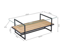 Load image into Gallery viewer, Hala Tempered Glass Top Coffee Table - Oak + Black