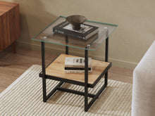 Load image into Gallery viewer, Hala Tempered Glass Top Side Table - Oak + Black