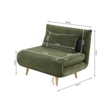Load image into Gallery viewer, Hastings 1 Seater Fold-Out Sofa Bed - Green