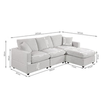 Load image into Gallery viewer, Hexham 3 Seater Modular Sofa with Ottoman - Grey