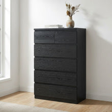 Load image into Gallery viewer, Tongass Wooden 6 Drawers Tallboy - Black