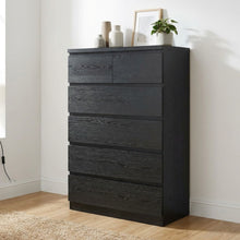 Load image into Gallery viewer, Tongass Wooden 6 Drawers Tallboy - Black
