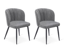 Load image into Gallery viewer, Ines Embossed Velvet Dining Chairs - Set of 2 - Dark Grey