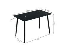 Load image into Gallery viewer, Dusty Tempered Glass Top Dining Table 120 x 70cm - Black
