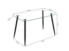 Load image into Gallery viewer, Eliot Tempered Glass Top Dining Table 120 x 70cm - Black