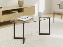 Load image into Gallery viewer, Wynter Tempered Glass Oval Coffee Table 120 x 60cm - Transparent + Black