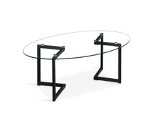 Load image into Gallery viewer, Wynter Tempered Glass Oval Coffee Table 120 x 60cm - Transparent + Black