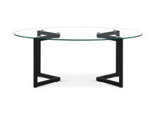 Load image into Gallery viewer, Wynter Tempered Glass Oval Coffee Table 120 x 60cm - Transparent + Black