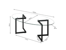 Load image into Gallery viewer, Wynter Tempered Glass Oval Coffee Table 120 x 60cm - Transparent + Black